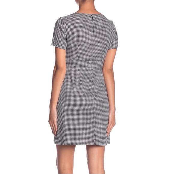 Eliza J Houndstooth Sheath Dress Size 12 Black White Ruffle Work Dress - Picture 2 of 9